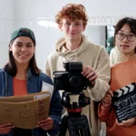 Film industry internships in the UK - aspiring filmmakers gaining hands-on experience on a movie set